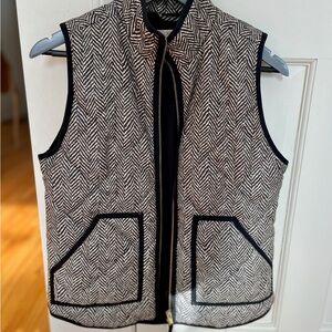 J. Crew Black and White Chevron Vest